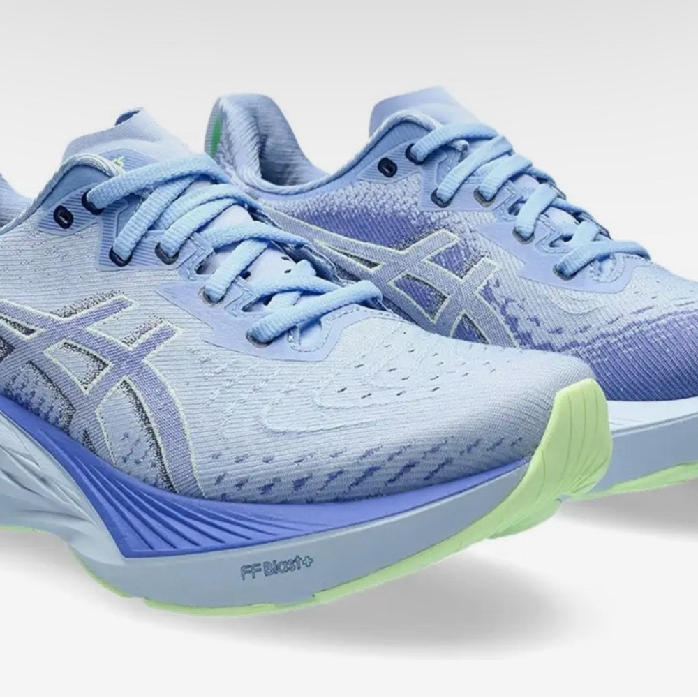 Asics Light Blue and Lime Athletic Shoes